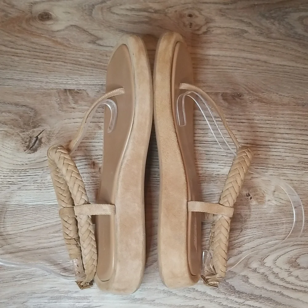 Gia Borghini By Rhw Suede T Strap Womens Tan Between The Toe Braid Strap Sandal - Picture 6 of 16